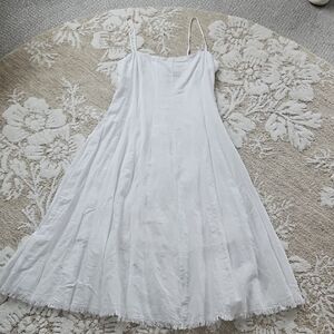 J. Crew White Spaghetti-Strap Maxi Slip Dress with Flared Skirt